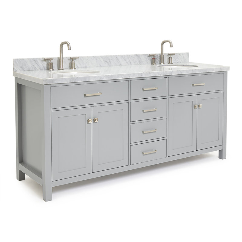 Ensemble de meuble-lavabo double 73 po Macnair, gris