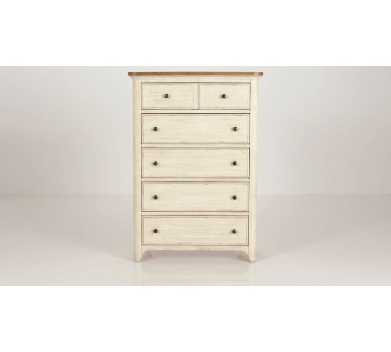 Ayden Antique White 5-Drawer Farmhouse Chest with Cedar Lining