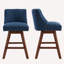 26.6" H Mid-century Modern Fabric Upholsted Swivel Counter Height Barstool with Brown Solid wood Legs, Set of 2	-325380072