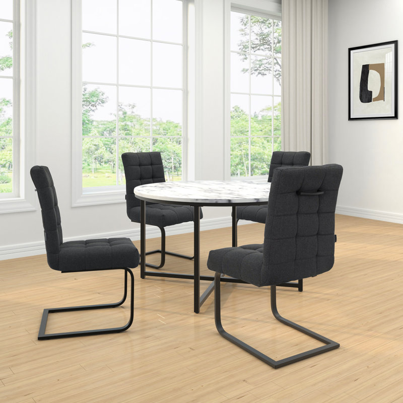 Agamemnon Dinning Chair 2pack Light Grey Fabric, Black