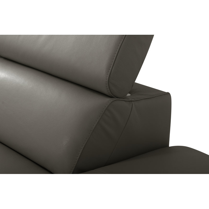 Power Reclining European Sectional with Adjustable Headrests & Armrest Veeha from Italian Leather Veeha, Right Hand Facing