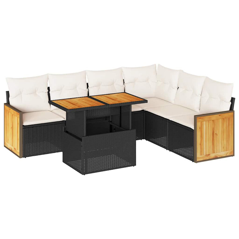 Ensemble de canapé de jardin Vidaxl noir, blanc crème