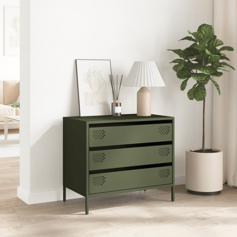 Seidy Steel 68cm W Chest of Drawers, Olive Green