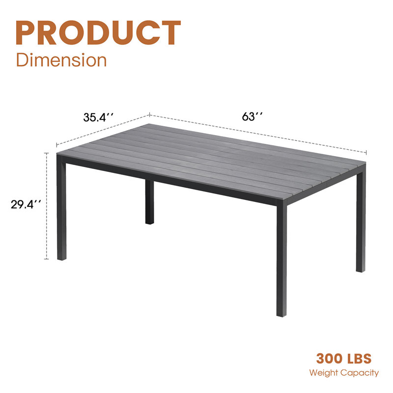 Plateau de table rectangulaire en bois 63 po, Gris