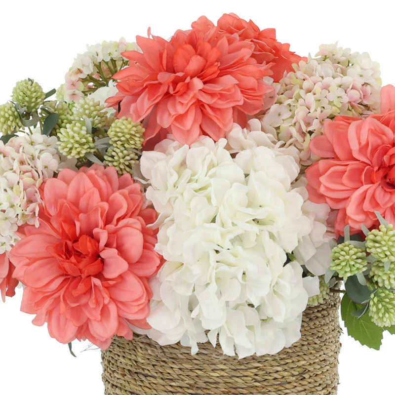Hydrangea and Dahlia Arrangement in Rope Pot