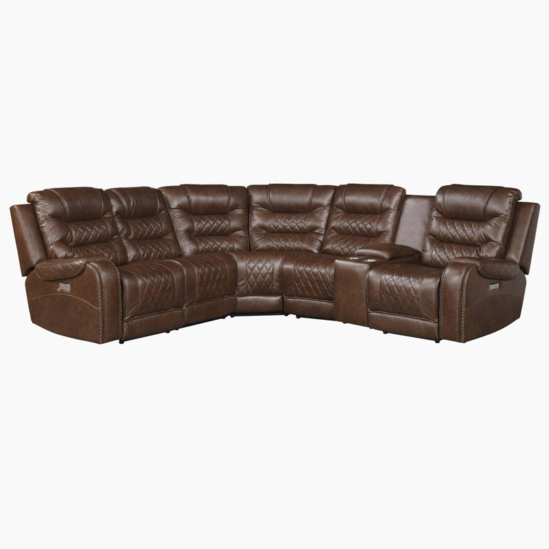Canapé modulaire inclinable de 101 po Denby, Microfibre polie brune