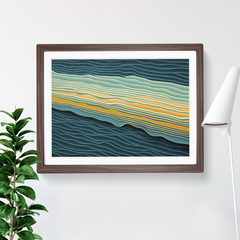XH1022-6051X Modern Audio Soundwave Art Vol.4 Abstract 1 Piece Single Picture Frame Wall Art, 46cm H x 64cm W, Walnut