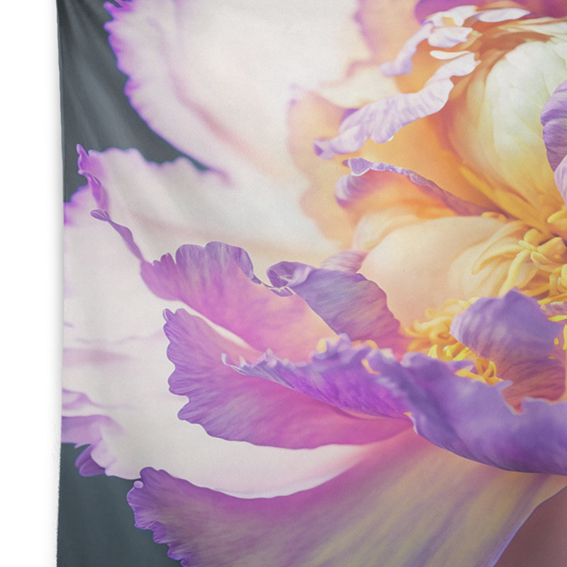 Pivoine rose et blanche au printemps II - tapisserie murale pivoine florale, H 32 po x l 39 po