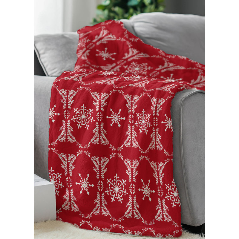 Jeté en velours de neige, Rouge, L 60 po x l 50 po