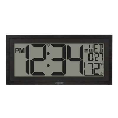 15 Inch Textured Atomic Digital Wall Clock with Indoor Temperature