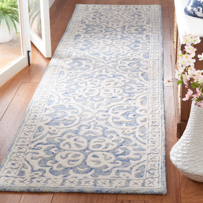 Tapis damassé en laine et en coton touffeté à la main Druanne