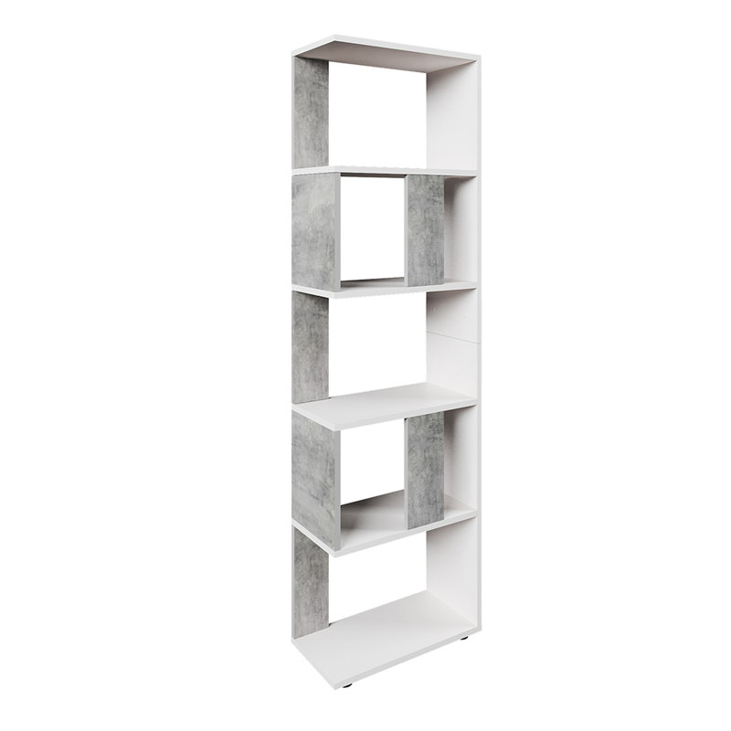 Vigue 162.6cm H Geometric Bookcase, Concrete, 162.6cm H x 45cm W x 23.6cm D