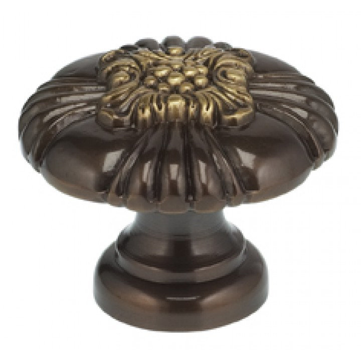 Ornate Mushroom Knob, 1.13" H x 1.13" W x 1" D, Shaded Bronze
