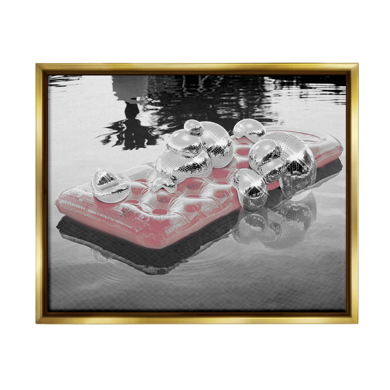 «Disco Balls Pool Float Floater Frame» par Ziwei Li sur, H 17 po x l 21 po, Cadre flottant métallique doré