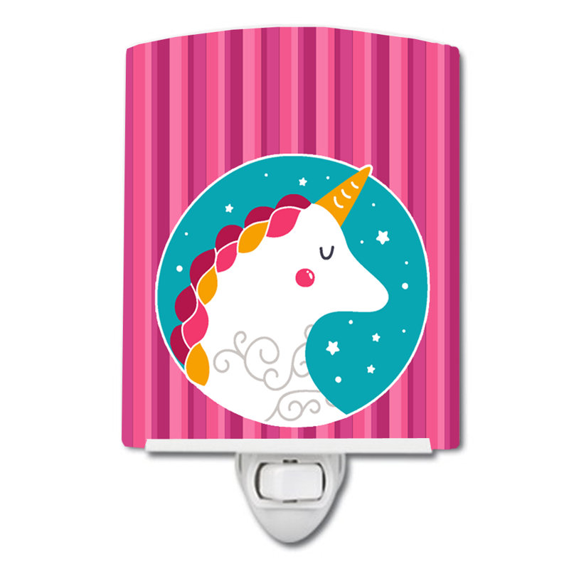 Éclairage de nuit en céramique à rayures licorne