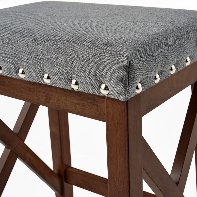 2 selles - tissu gris anthracite pour une apparence de pieds en bois et base en caoutchouc à la mode