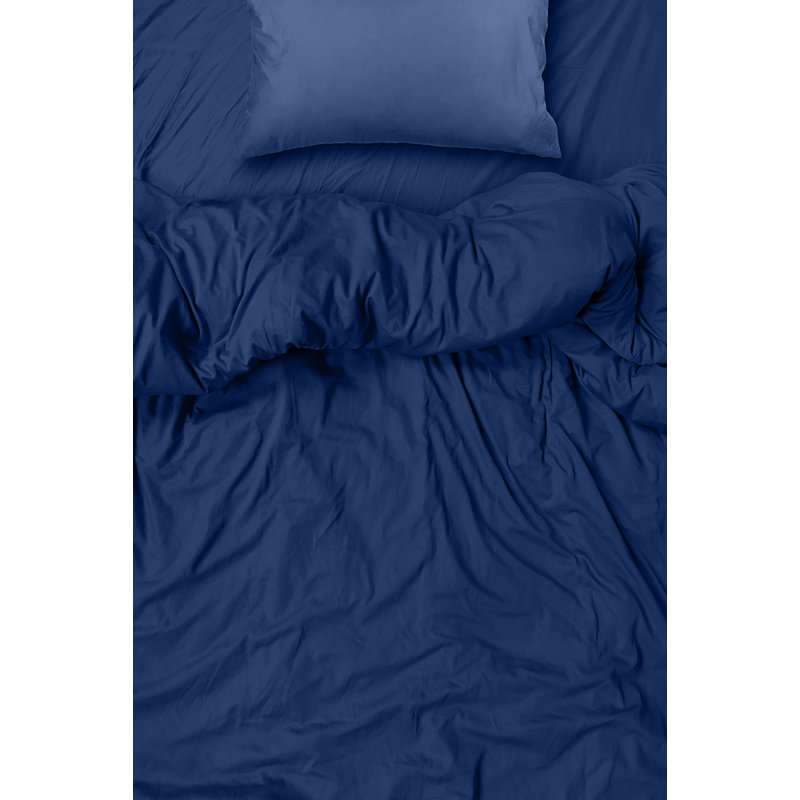  Ensemble de draps en rayonne de bambou Hotel Quality, Simple + 2 taies d'oreiller, Bleu marine