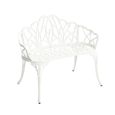 Banc de véranda élégant en fonte d'aluminium - Rehausse l'attrait du jardin blanc et offre une option de sièges confortables