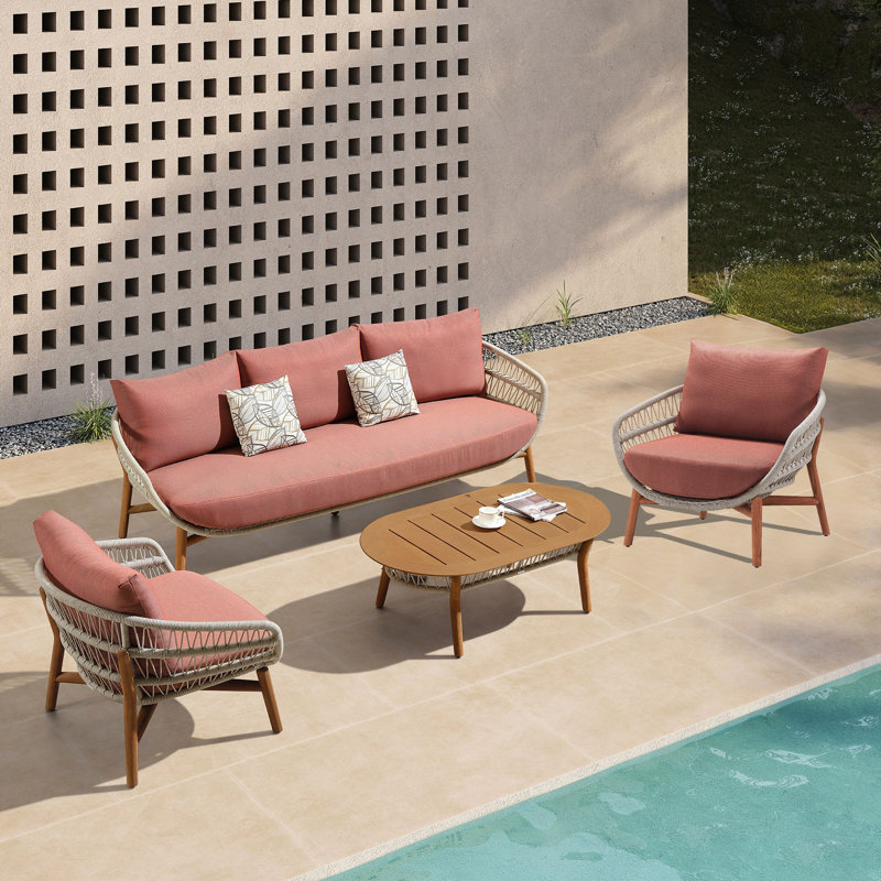 Vasca Outdoor 5-Seater Coversation Set, Hand Made Rope Weaving