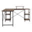 Bureau industriel en L avec tablettes de rangement, noyer Techni Mobile