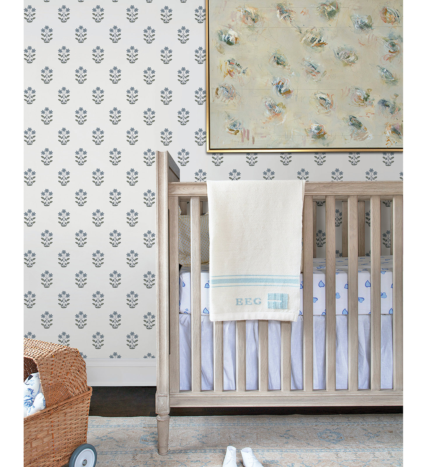 Floral Wallpaper, Blue Heather