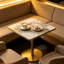 Table de salle à manger 31,5 pouces carrée moderne en faux marbre tulipe avec structure en métal | Idée de cadeau-122628286-122442995