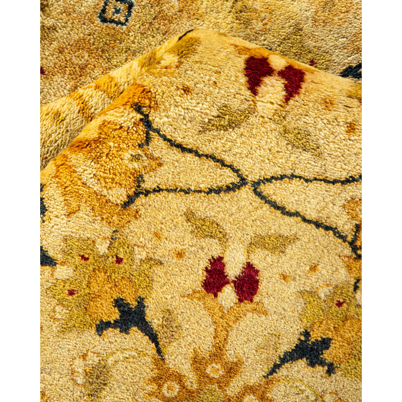 Tapis ivoire noué à la main de conception unique 8 pi 2 po x 10 pi 4 po Keenan