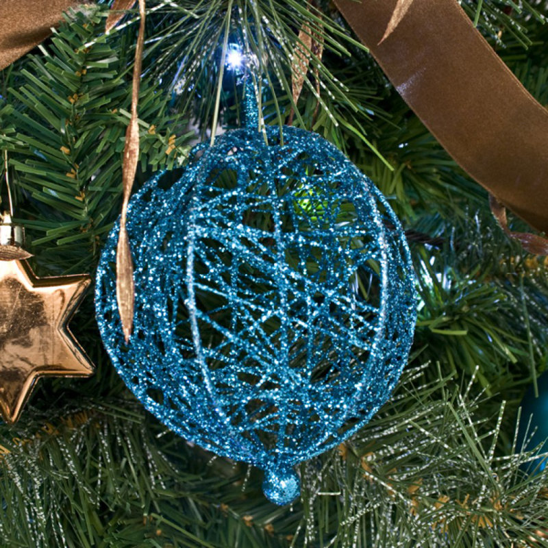 13cm Metal Bauble, Turquoise