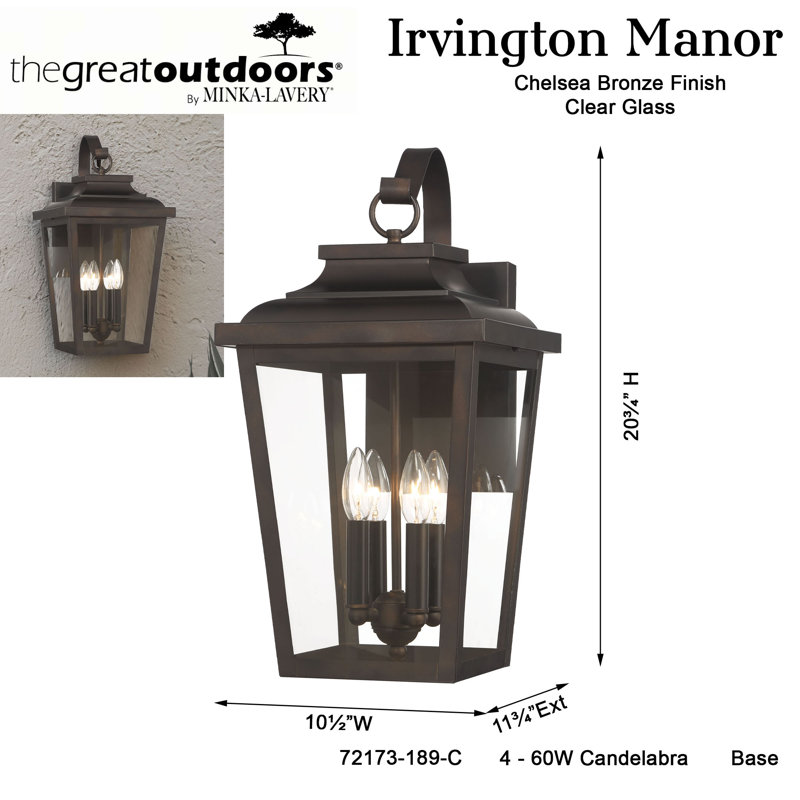 Plafonnier mural 4 lumières Irvington Manor, H 20,75 po x l 10,5 po x P 11,75 po, Quatre lumières