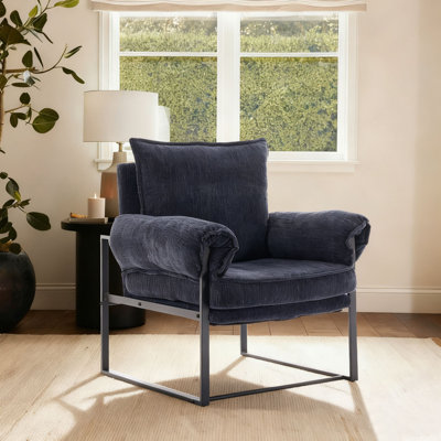 Modern Upholstered Accent Chair Reception chair with Metal Frame, adjustable backrest, Chenille for Dining room bedroom Reception area
