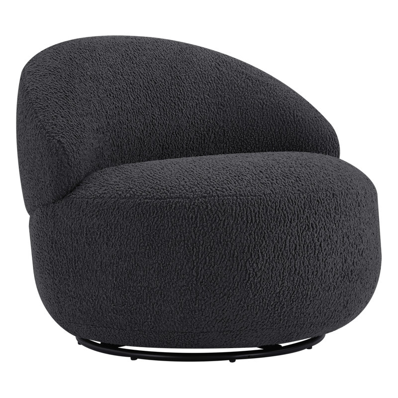 Fauteuil pivotant rembourré surdimensionné de 37 po Moriarty, Boucle grise du Bélier