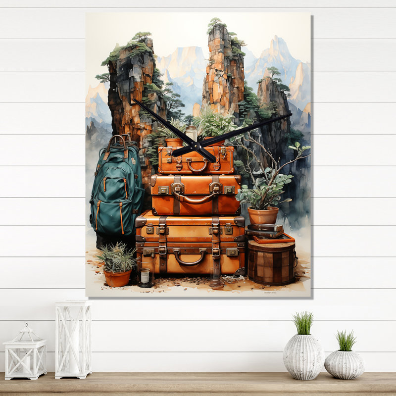 Bohemian Art Travel Wonders III - Abstrait très grandes horloges murales, H 40 po x l 30 po x P 1 po