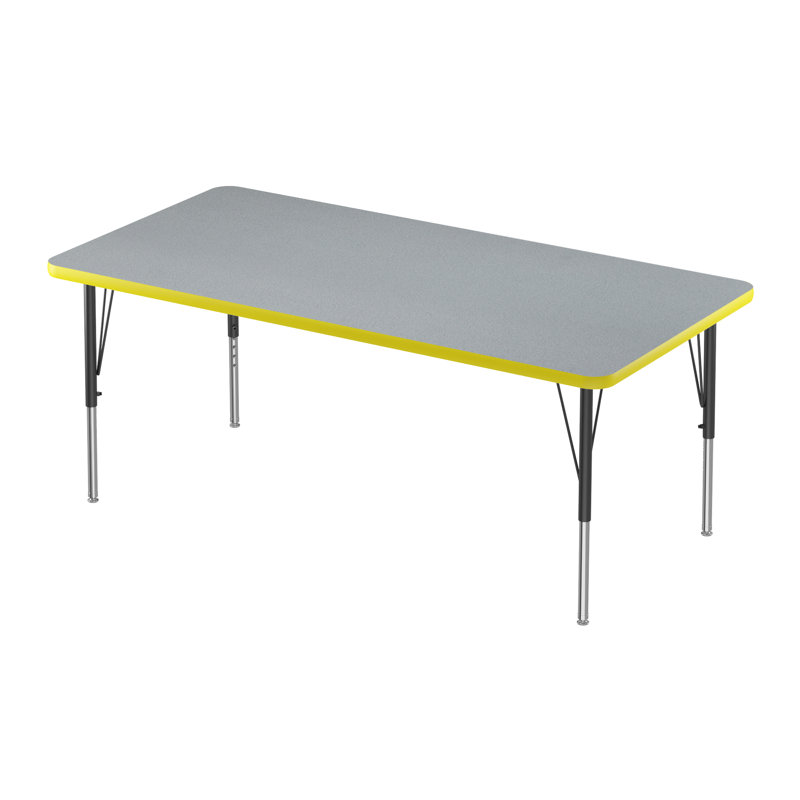 Ensemble de table et chaises rectangulaire, Pied court, H 30 po x L 30 po x l 72 po, Jaune