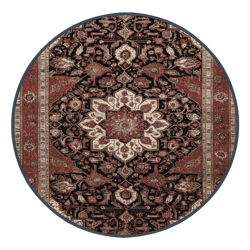 Tapis brun lavable à la machine, Rond 3 pi
