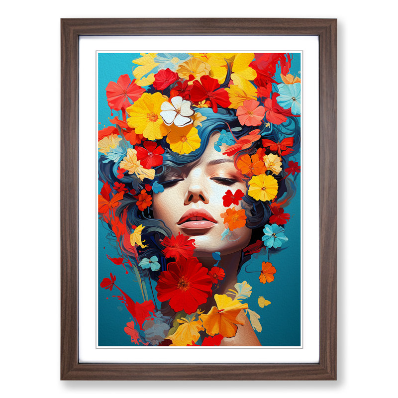 Single Picture Frame Print on Wood, Walnut Framed, 46cm H x 34cm W