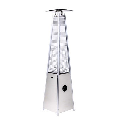 40000Btu Patio Heater With Quartz Tube, Stainless Steel Structure, Visual Flame Glow, Control Dial, Mobility Wheels