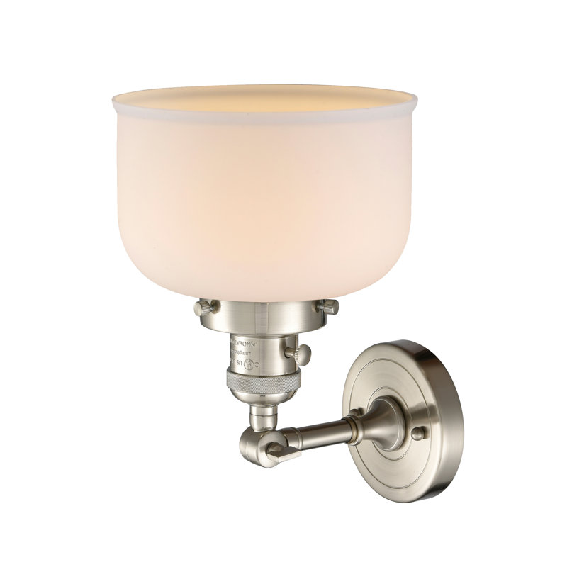 Applique murale 1 lumière 5 po Bell, Boîtier blanc mat, Nickel satiné brossé, Ampoule non incluse