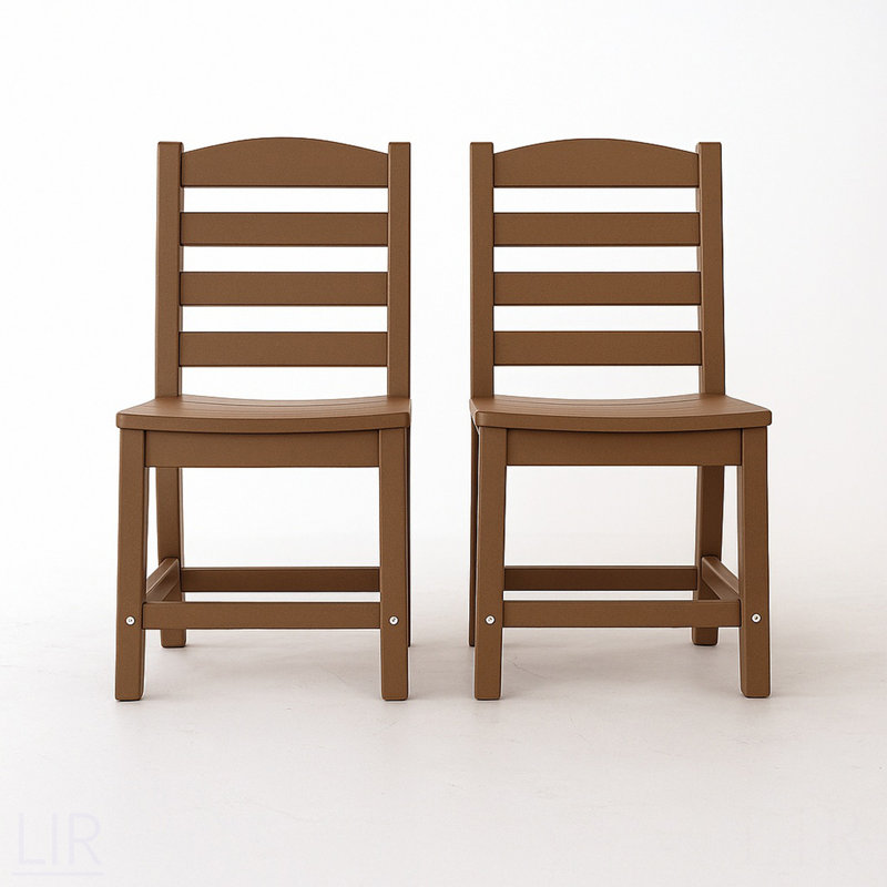Chaise sans accoudoirs pour l'extérieur - ensemble de 2 matériaux en PEHD, Brun