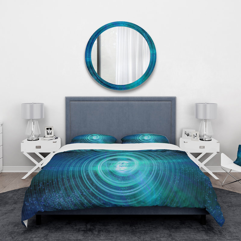 Spiral Bright Fractal Geometry III - Modern Duvet Cover Set - Microfiber Polyester, Twin Duvet Cover + 1 Standard Sham