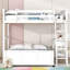 Lit double superposé au-dessus avec bureau en bois massif blanc et combinaison, offre un espace de travail pratique pour la construction de la chambre à coucher, maximise la fonctionnalité-164597860-164597867