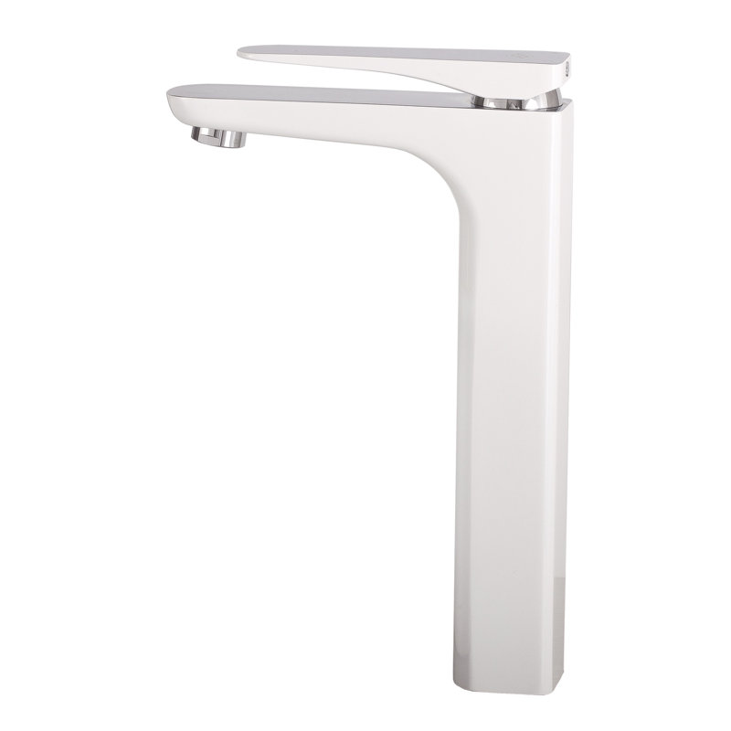 Robinet de lavabo vasque à poignée simple, Blanc chromé