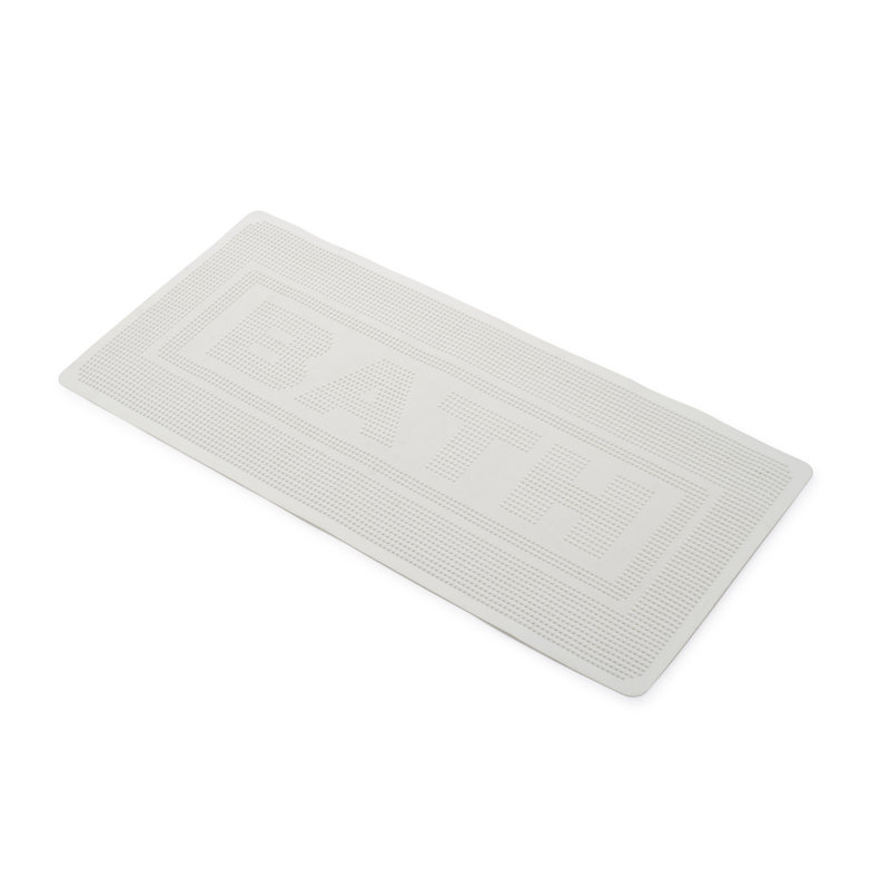 Non Slip Rubber Bath Mat with Secure Suction Cups and Antibacterial Treatment, White