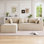 Canapé d'angle modulaire avec coussins et mousse à haute densité, canapé modulaire en L pour le salon sans assemblage requis, beige