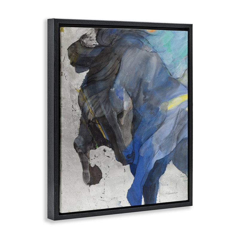 «Majestic Valor Stallion» par Albena Hristova, Cadre flottant noir de jais, H 21 po x l 17 po