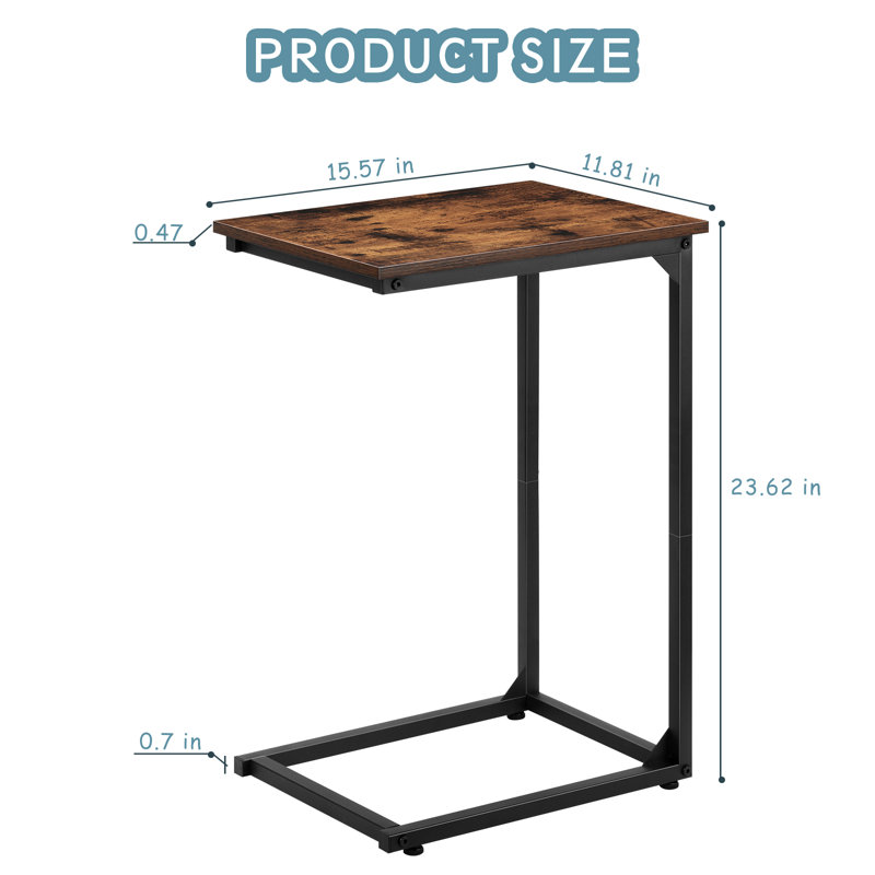 Ensemble de 2 tables d'appoint simples en forme de C (brun)