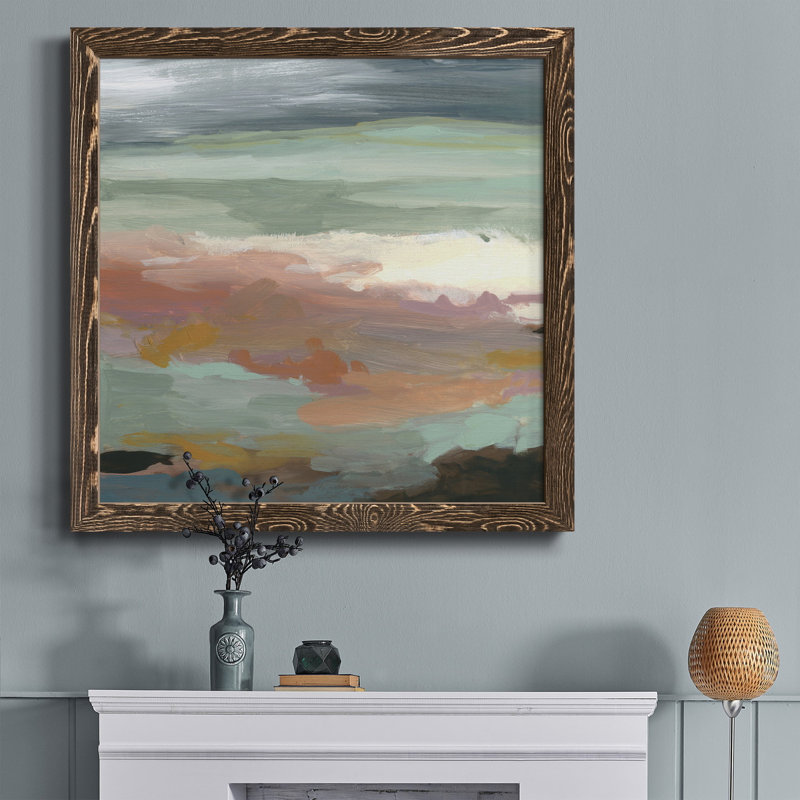 Transitions - Peinture sur toile encadrée, H 35,5 po x l 35,5 po x P 1,5 po, Cadre noyer