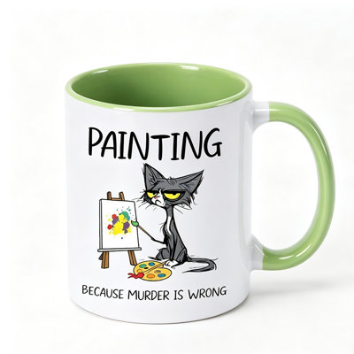 1pc Painting Because Murder Is Wrong Coffee Cup Ceramic Coffee Mug Halloween Gift Thanksgiving Gift Christmas Gift Holiday.