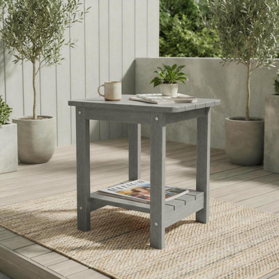 Table d'appoint rectangulaire pour l'extérieur, table d'appoint pour patio à 2 niveaux en PEHD, petite table de bout Adirondack pour la pelouse du jardin