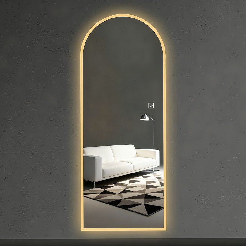 LED Full Length Wall Mirror, Symmetrical Arch Mirror with Dimmable 3 Color Temperature Lighting