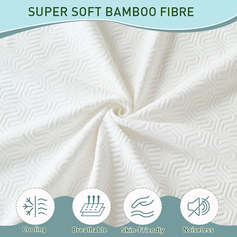 Housse de protection imperméable pour matelas, housse de matelas en bambou 3D Noiseless Air, poche profonde de 18 po, respirante